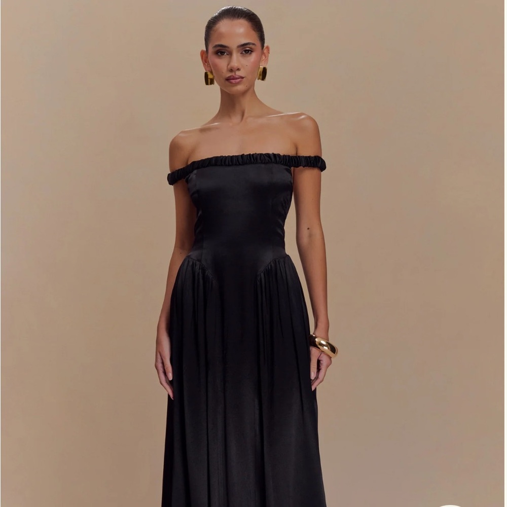 Coco - Dropped Waist Maxi Dress - Black - Meshki